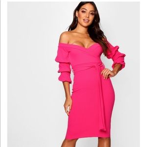 Pink Off The Shoulder Dress